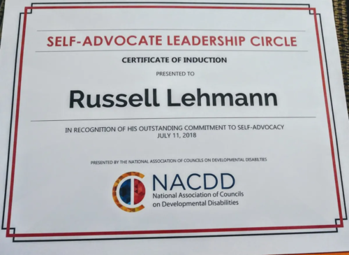 Induction into the Self-Advocate Leadership Circle - July, 2018, Washington, D.C.
